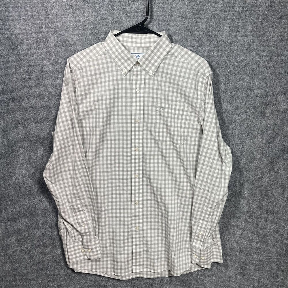 Southern Tide Shirt Mens Medium Long Sleeve Gray Check Button Down Classic Fit M